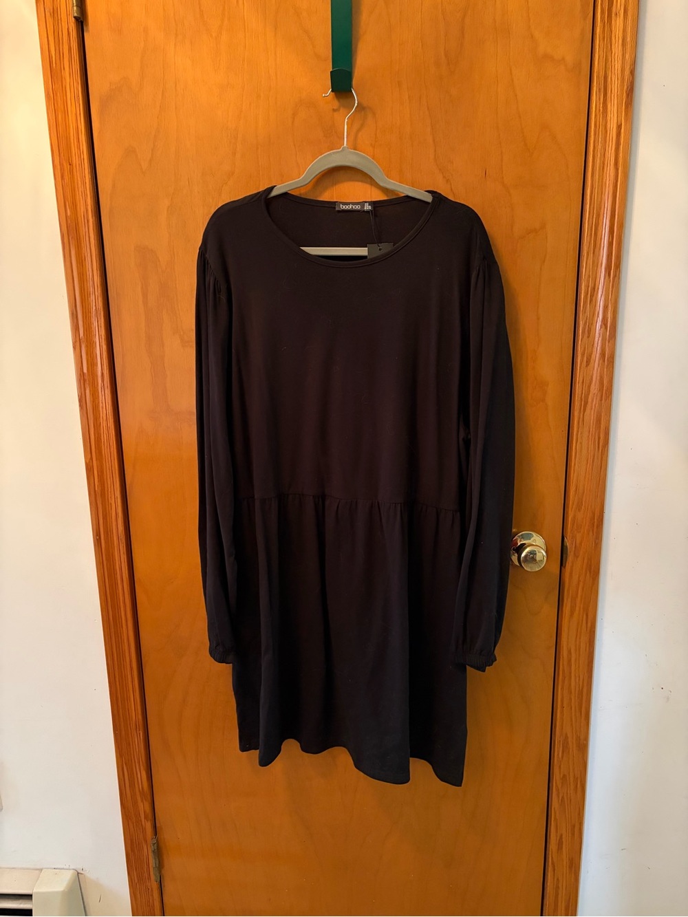 New Size 18 Boohoo Black Plus Oversized Jersey Smock Dress